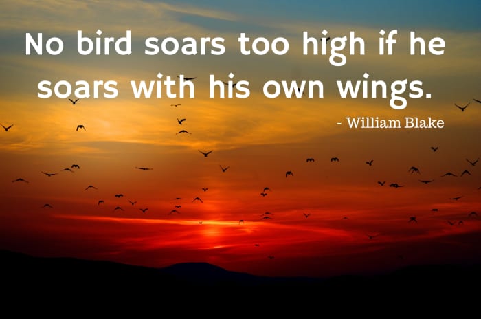 "Aucun oiseau ne vole trop haut s'il vole de ses propres ailes." - William Blake, poète romantique anglais