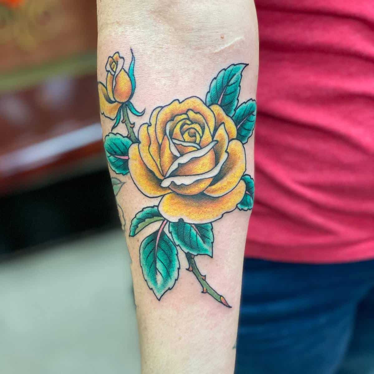 Tattoo Rose jaune sur l'avant-bras -lsampsonx3