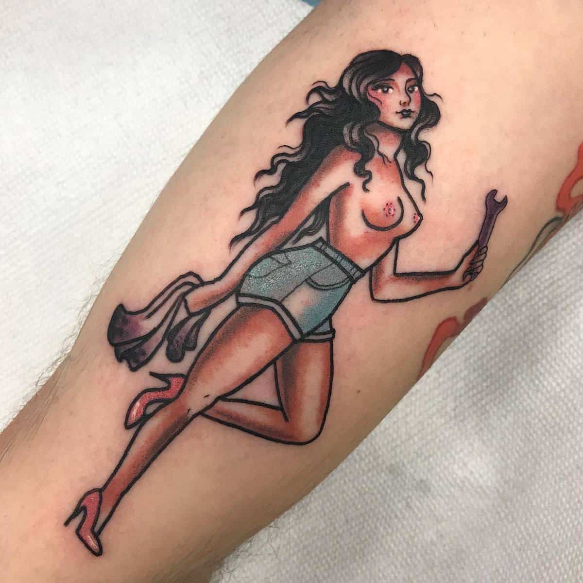 Mécanicien Pin Up Girl Tattoo -evilcko