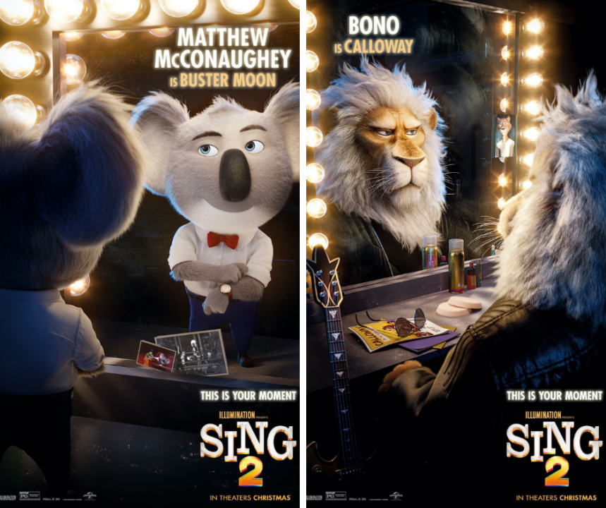 Sing 2 : affiches dédiées aux personnages de Matthew McConaughey et bono