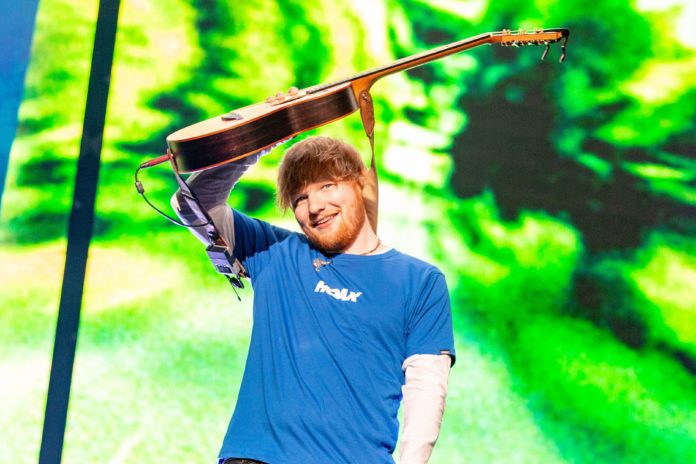 Ed Sheeran en concert à Milwaukee en 2018.